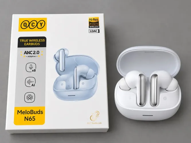 Fones Bluetooth QCY MeloBuds Pro Preto e Branco - ANC