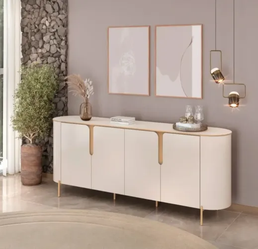 Buffet 4 Portas Cleo 1,96m de Largura Arredondada