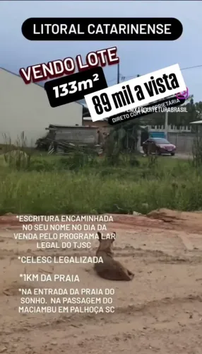 VENDO LOTE A 1KM DA PRAIA