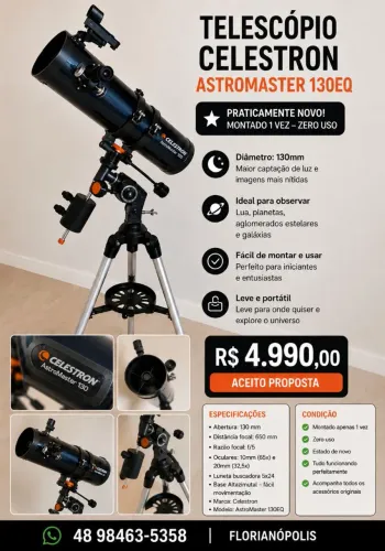 Telescópio Celestron AstroMaster 130EQ 130mm - Praticamente Novo