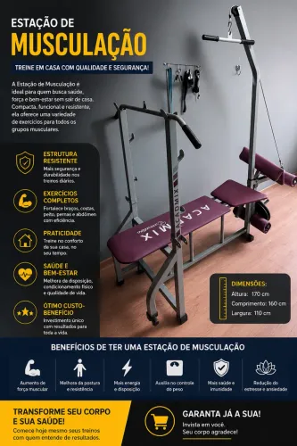 Estação de Academia com + de 10 Exercícios possíveis