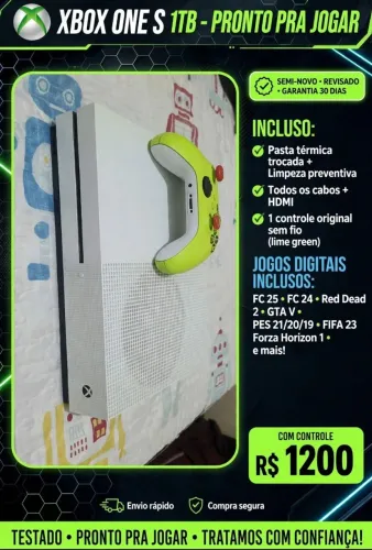Xbox one s 1tb com vários jogos