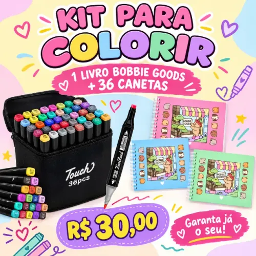 1 livro bobbie goods + 36 canetas
