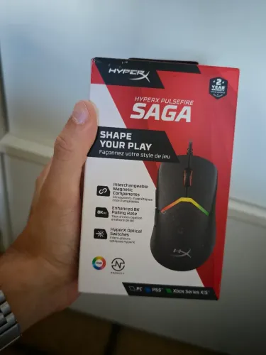 Mouse game HyperX Pulsefire Saga 8000mhz, 26KDPI, LACRADO COM NF