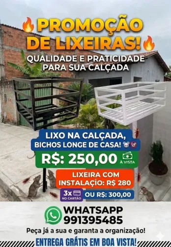 Lixeira de ferro, Instalada
