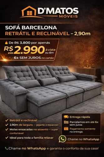 Sofá Retrátil e Reclinável 2,90