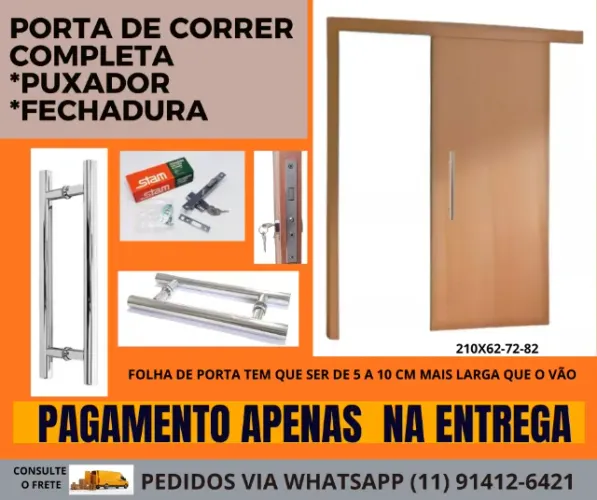 Porta  de correr- modelo master frete a-c - pagamento só na entrega