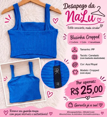 Cropped canelado azul royal