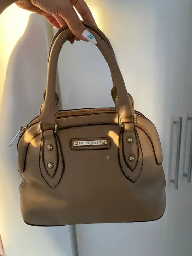 Bolsa Felipe Krein nude de mão feminina estilo clutches Top Handle estruturada alça 