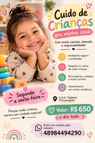 Cuido de crianças na minha casa nos ingleses