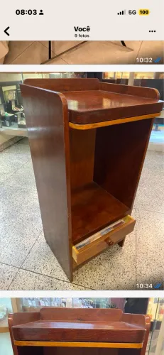 Mesa antiga para tel ou laptop com duas gavetas e um aparador 
