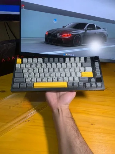 Teclado Ajazz AK820 Pro - Tela TFT (GIF) - Knob - Tri-Mode - Gamer