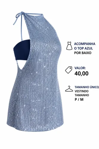 Vestido paête azul
