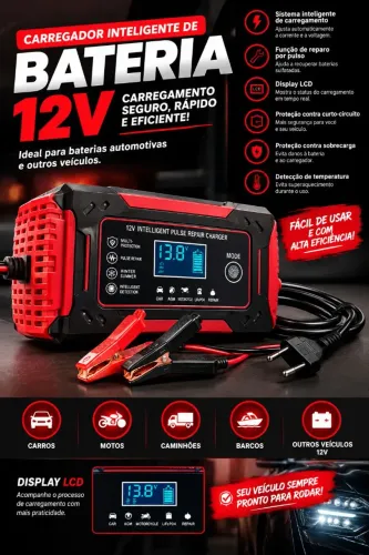 Carregador bateria automotivo 12v
