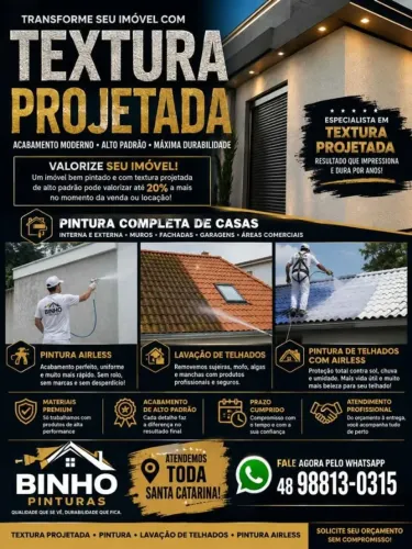TEXTURA PROJETADA ? PINTURA AIRLESS ? TELHADOS