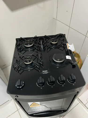 Fogão 4 Bocas Consul Preto Mesa de Vidro CFO4VBE