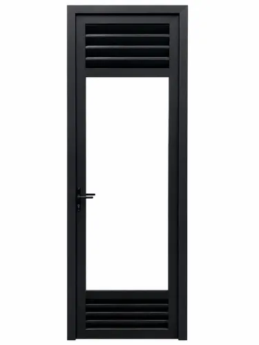 Porta com Vidro e Alumínio - Cor Preta - Medida 0,66 x 2,23