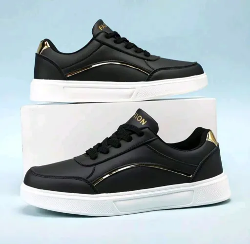 Tênis Feminino Preto e Dourado 