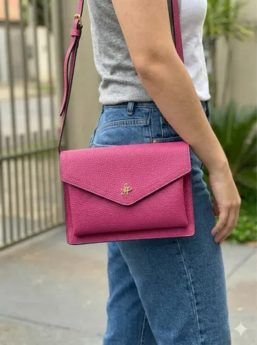 Bolsa Tiracolo Lança Perfume Pink - Couro Texturizado (Original)