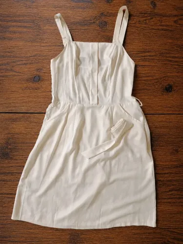 Vestido Feminino Off White com Cinto Tam G