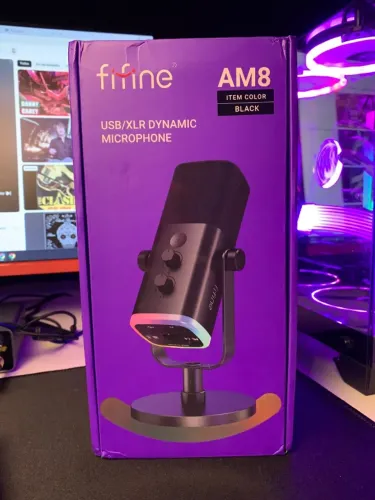 Microfone Fifine Am8 Usb Xlr Gamer Podcast Streaming Rgb