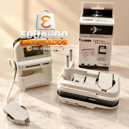 Carregador Universal de Bateria com Tela LCD e Saída USB , Veicular Cinzeiro do Carro