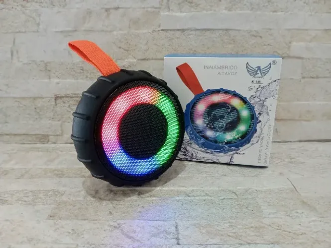 Caixa de Som Bluetooth a Prova D'agua formato Pneu Led RGB Portátil