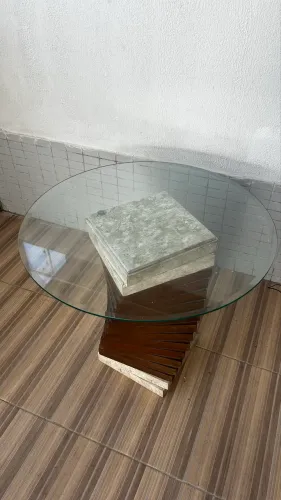 Mesa tampo de vidro redonda