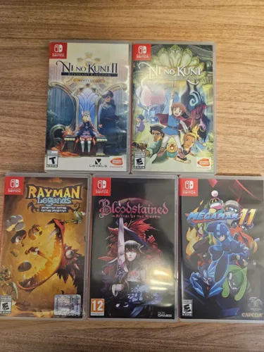 Lote 02 Nintendo Switch - Ni No Kuni 1 E 2, Mega Man 11, Rayman legends e Bloodstained