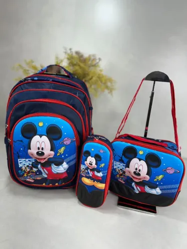 Kit 3 peças Mochila Escolar - Mickey