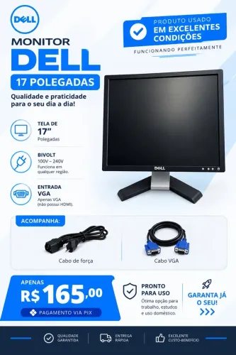 Monitor Dell 17 polegadas usado em ótimo estado