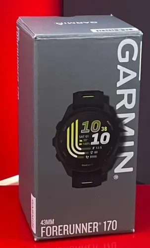Garmin Relógio Forerunner 170 43MM Amoled - Black / Amp Yellow - Produto Novo com Garanti