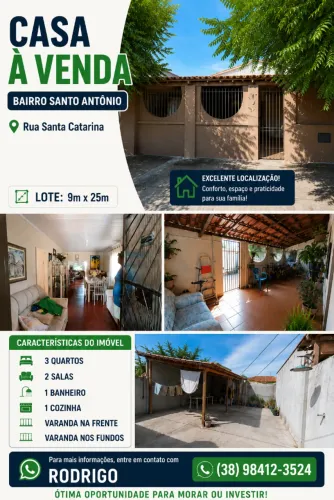 CASA À VENDA - BAIRRO SANTO ANTÔNIO 