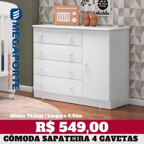 Cômoda Infantil 4 Gavetas 1 Porta (Novo) Entrega Grátis! 