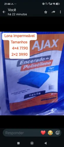 Super lona Polietileno impermeável 2+2 40.00 4+4 78.00