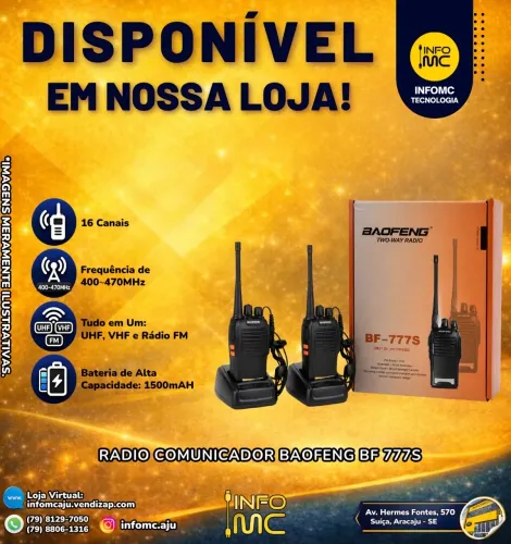 Rádio comunicador baofeng bf 777s