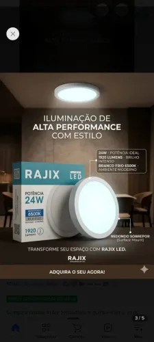 Plafon LED redondo bivolt 24w
