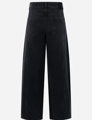 Calça jeans wide leg preta tam 40