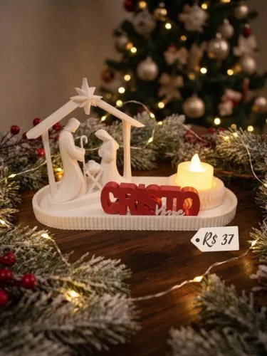 Presépio de Natal Cristo vive com vela de led
