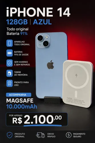 iPhone 14 128GB Azul - Perfeito Estado