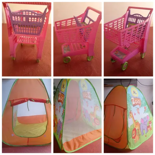 Carrinho de supermercado e barraca infantil 