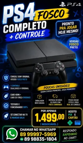 PS4 Fosco Completo + Controle Original | R$ 1.499 Negociável