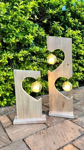 Luminárias Decorativas de mesa em madeira pinus com velas em led