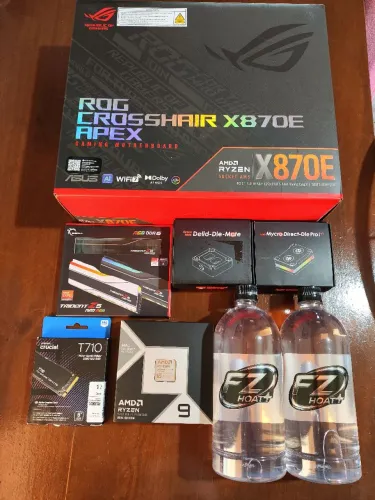 Kit 9950X3D2+6000CL26+X870E Apex+Bloco Direct die