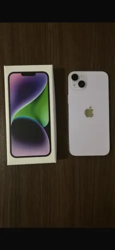 iPhone 14 Plus lilás 256gb Bateria 85% Tela com mensagem