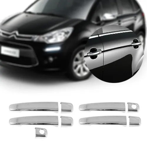 Jogo Apliques Maçanetas Cromadas Citroen C3 2003 à 2011