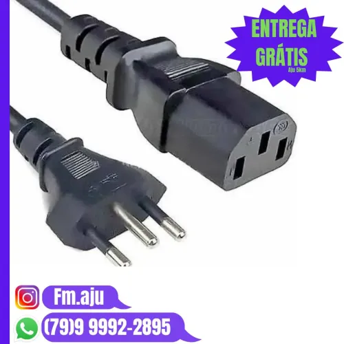 Cabo de força PC computador monitor  - Novo / Entrega Grátis Aju 5km / Garantia