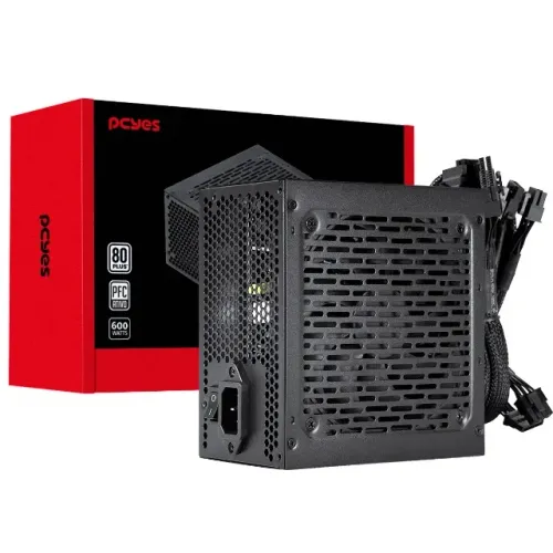 FONTE DE ALIMENTAÇÃO GAMER PCYES SHOCKER 600W 80 PLUS WHITE NOVA!