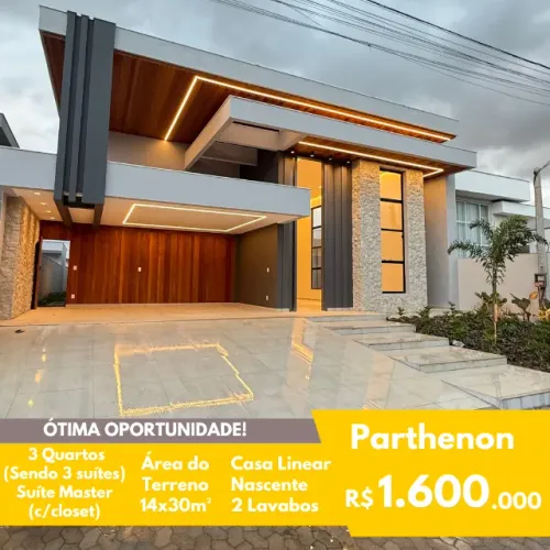 FIT - Venda - Casa Linear - Cond. Parthenon - 3 Suítes - Nascente