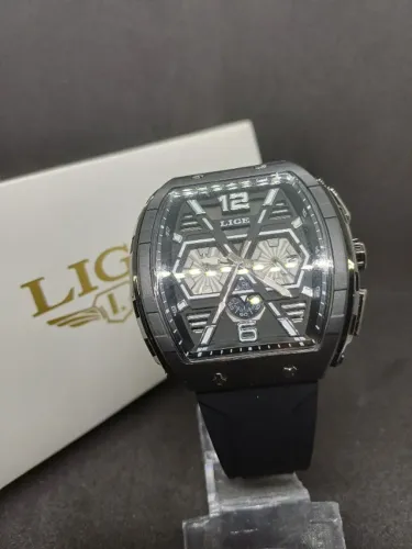 Relógio Masculino LIGE LG-89108 - Pulseira em Silicone - PRETO - NOVO